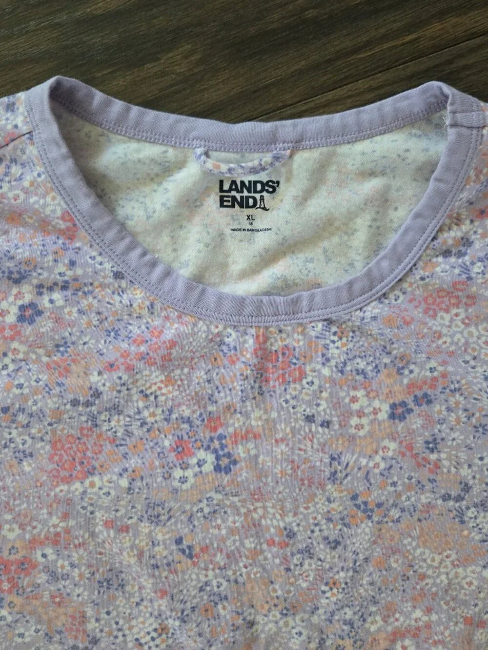 LANDS' END Lavender & Pink Floral Cotton Nightshirt NWOT/SIZE XL